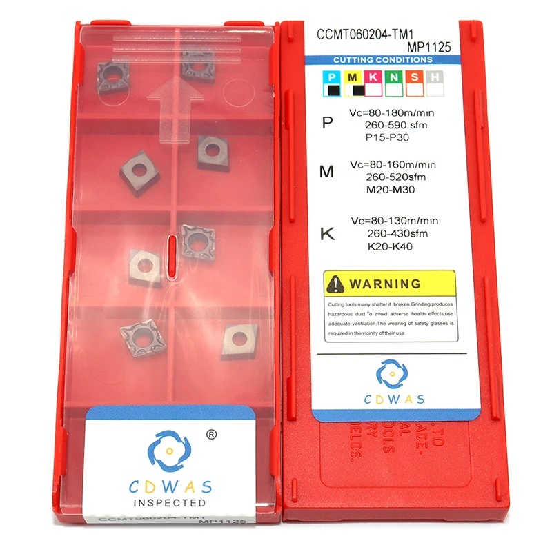 CCMT060204 TM1 MP1125 كربيد إدراج عالية الجودة مخرطة أداة تحول أداة CCMT 060204 شفرة أداة قطع CNC لالفولاذ المقاوم للصدأ