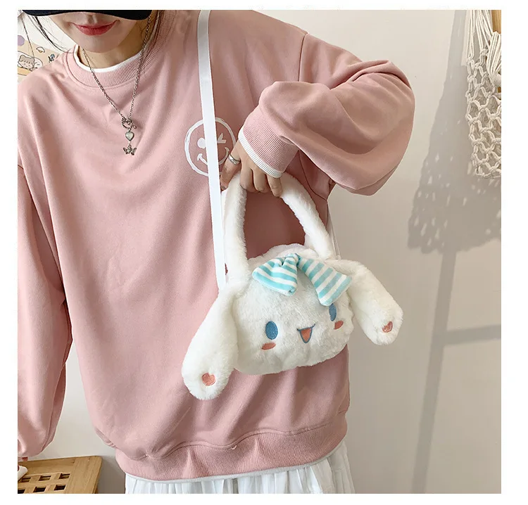 Hello Kitty Coin Purse Plush Shoulder Bag Japanese handbags Cute Cinnamon Bags for Women Sanrio Crossbody Bag Kawaii Satchels