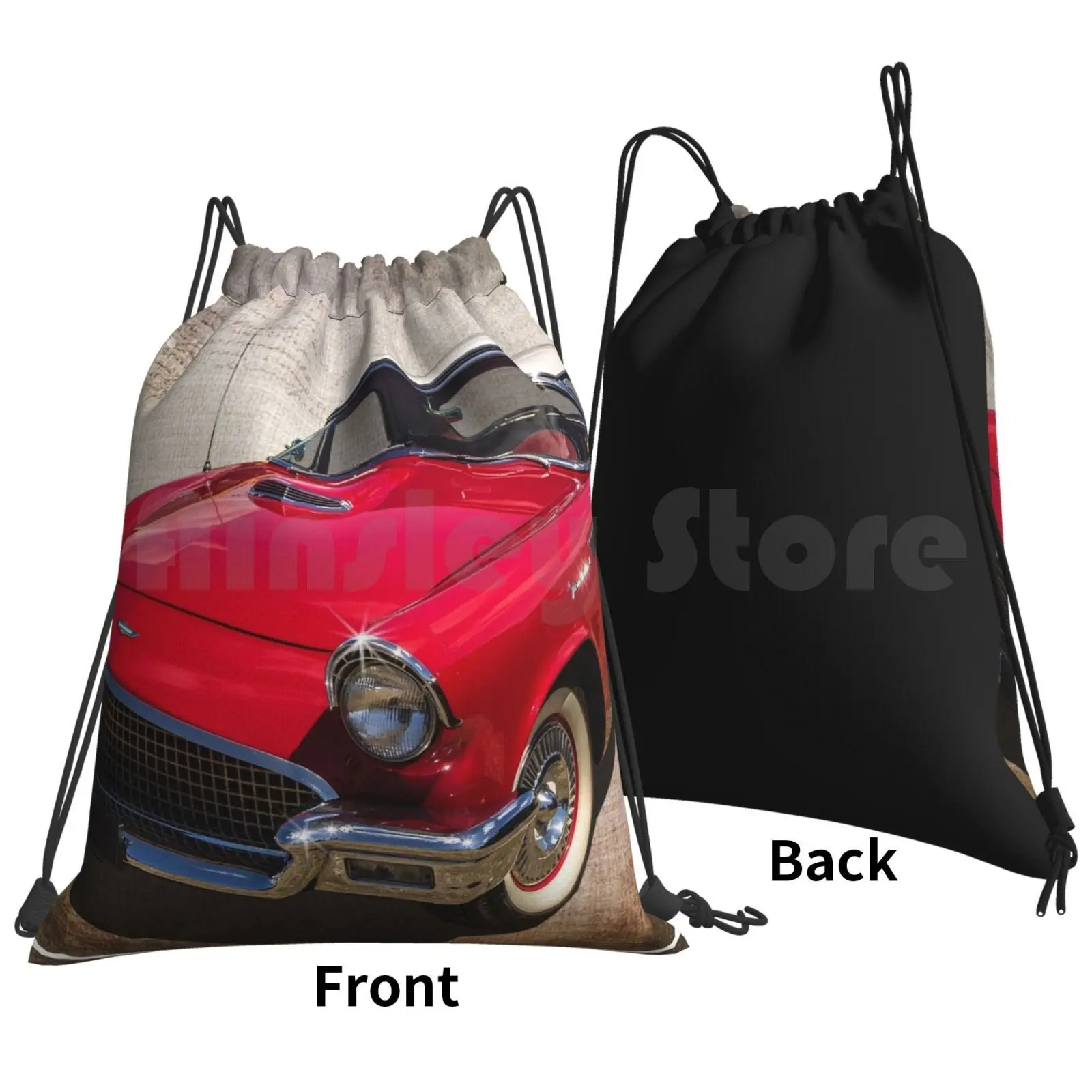 57 Tbird Backpack Drawstring Bag Riding Climbing Gym Bag Tbird 1957 Tbird 1957 Car Cars Automotive Automobile Transport