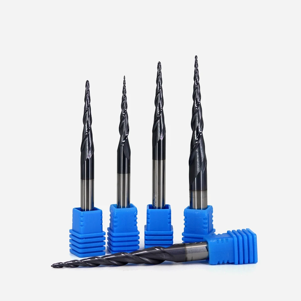 VACK Carbide Ball Nose End Mills 3.175mm 4mm 6mm 8mm Tapered End Mill Engraving Router Bits Cnc Taper Wood Metal Milling Cutter