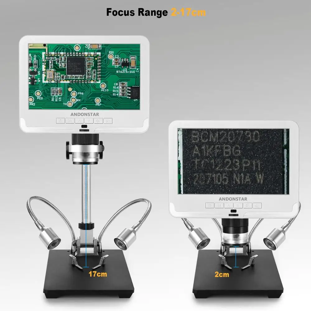 Microscopio digitale USB !star per saldatura PCB portatile AD206 con lente d'ingrandimento a 8 LED strumenti di riparazione del telefono bianco con metallo