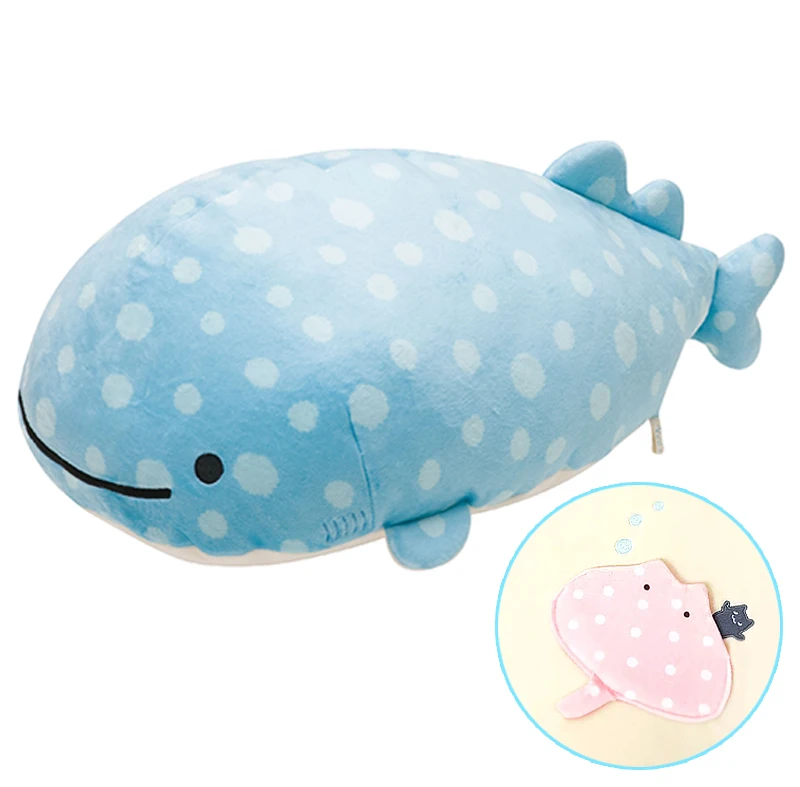 Cute Jinbesan Blue Whale Shark With Friend Big Plush Toy 49cm Pillow Cushion Stuffed Animals Kids Dolls Baby Children Gifts