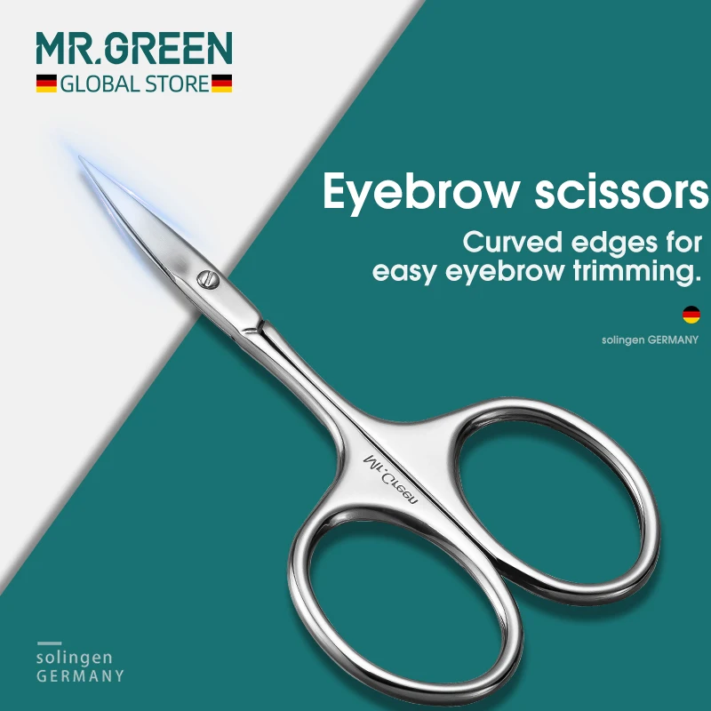 MR.GREEN Stainless Steel Makeup Scissor Eyebrow Eyelashes Nose Hair Trim Scissor Sharp Ponit Curve Tip Small Eyebrow Scissor