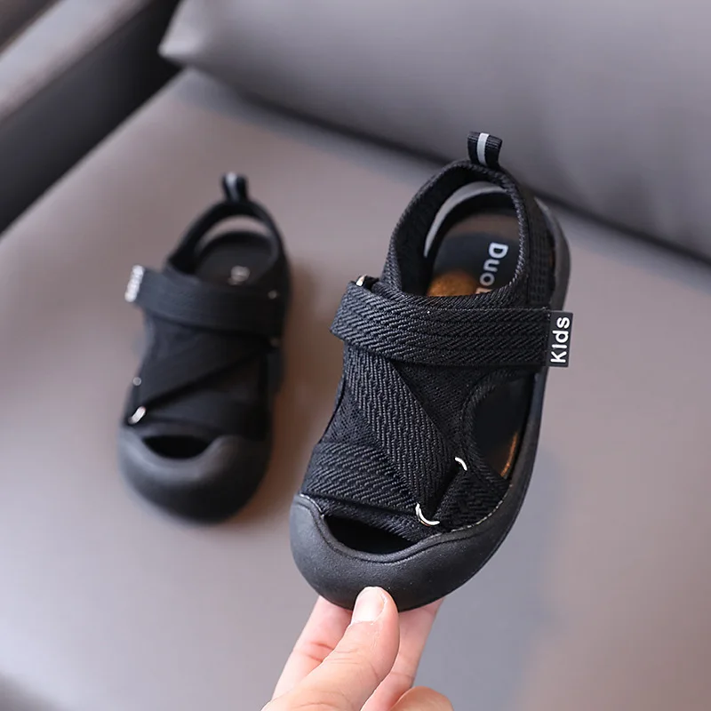 Children Summer Sandals 2022 New Boys Girls Beach Shoes Baby Soft-soled Cute Candy Color Breathable Cloth Sandals