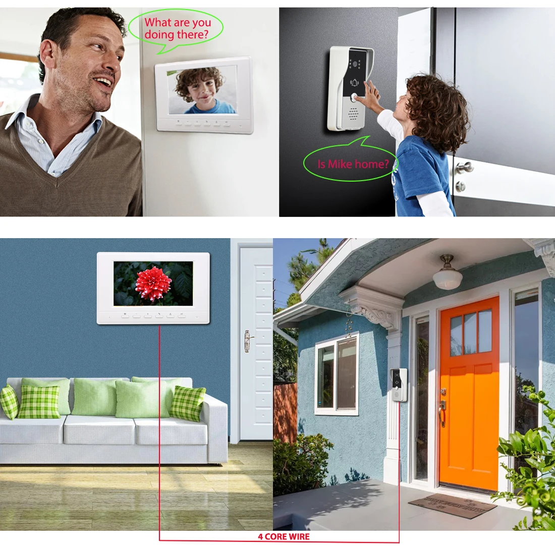 7 Inch Video Türklingel System Video Tür Sprechanlage Kits IR nachtsicht für Villa Haus Büro Wohnung