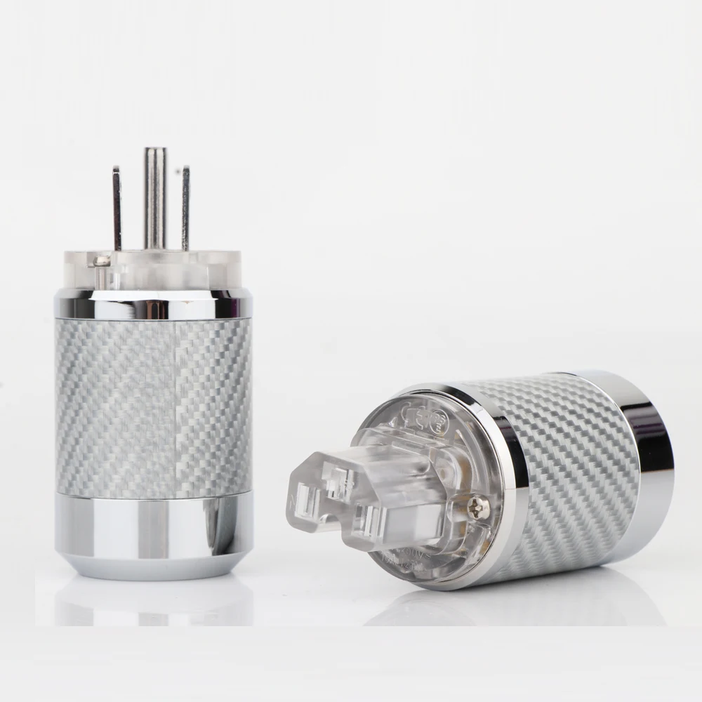 High-end WCF2-TR US Power Plug Carbon Fiber Rhodium IEC 15A AC Plug Mains Connector Power Plug for DIY Audio Power Cable