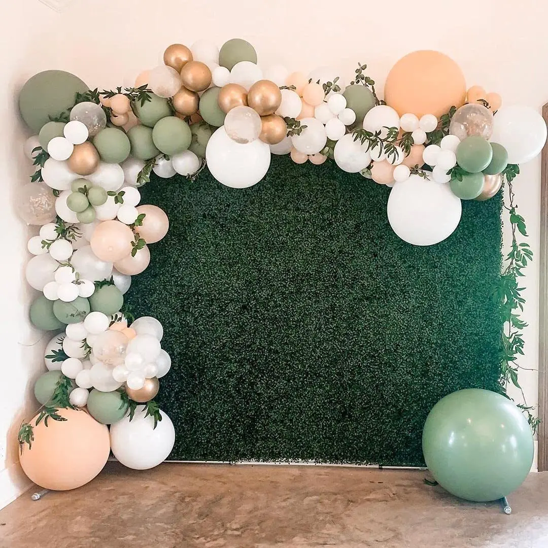 

127 Pcs Retro INS Latex Balloon Package Wedding Arrangement Set Baby Show Birthday Party Decoration Green White Gold Balloon