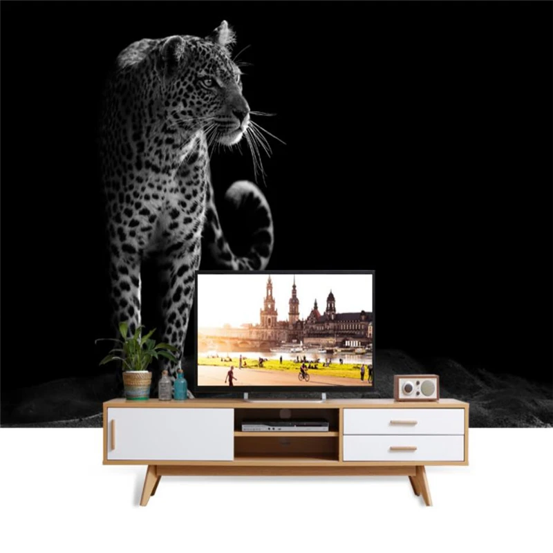 beibehang Modern minimalist black and white leopard wallpaper for living room bedroom TV background 3D photo murals wallpaper