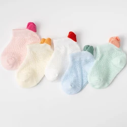 5Pairs/lot 0-2Y Cute Lovely Short Thin Summer Baby Socks Red Heart for Girls Cotton Mesh Cute Newborn Boy Toddler White Pink