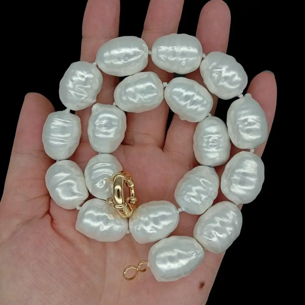 

big rice shape sea shell pearl necklace