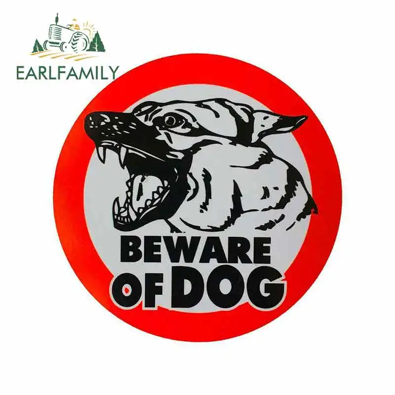 EARLFAMILY 13cm x 13cm CAR STICKER Beware of Dog Sign for Car Window Bumper Security Warning Alert DOOR Decal