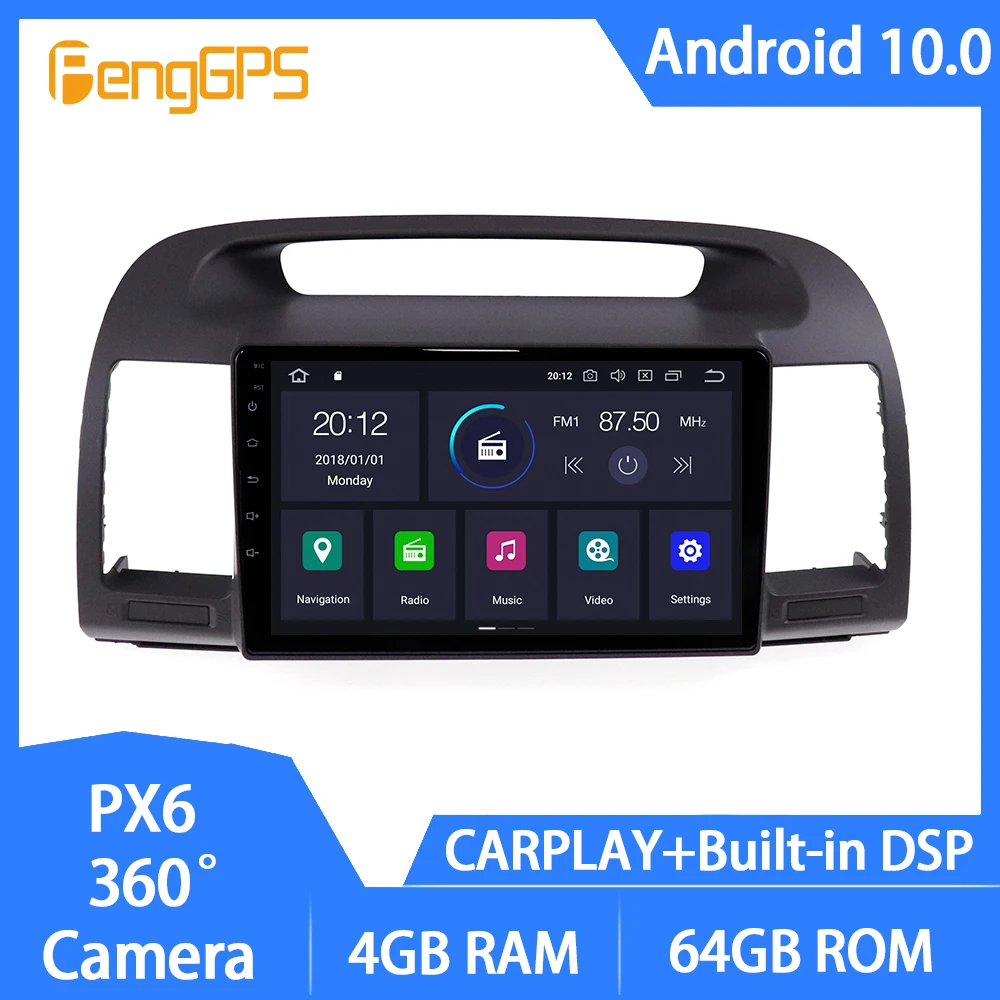 Android 10 GPS Navigator for Toyota Camry 5 2001-2006 Auto Stereo Touchscreen Multimedia Mirror Link in-dash Carplay DSP USB