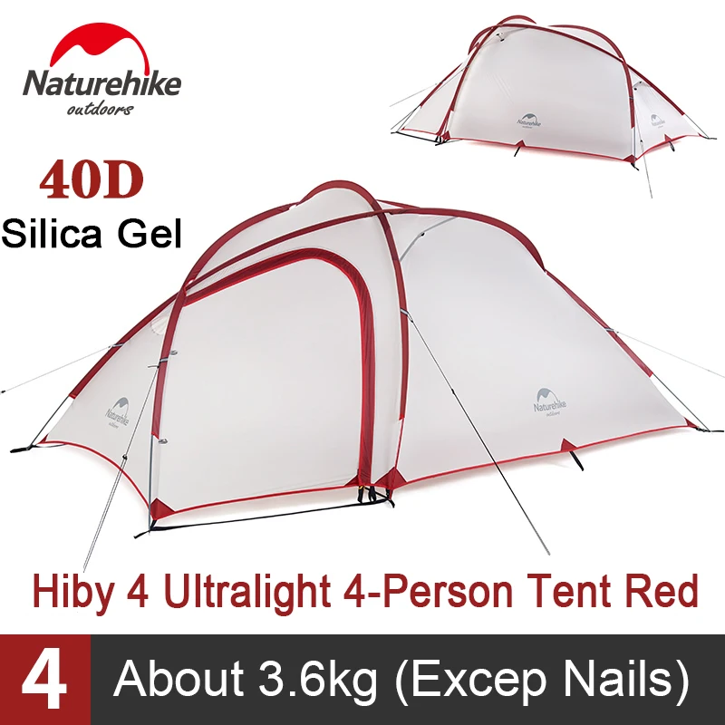 

Naturehike New Hiby 3 Camping Tent 3-4 Person Ultralight Outdoor Family Travel Tent 4-Season 20D Waterproof Portable NH17K230-P