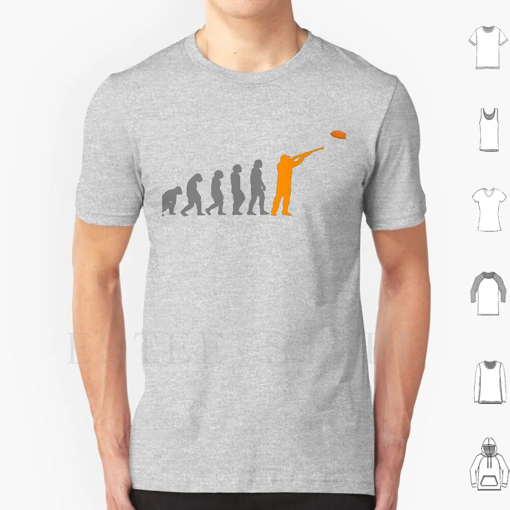 Evolution Clay Pigeon Shooting Clay Pigeon Shooting Throwing Target Gray T Shirt Cotton Men DIY Print Clay Pigeon Clay Pigeon