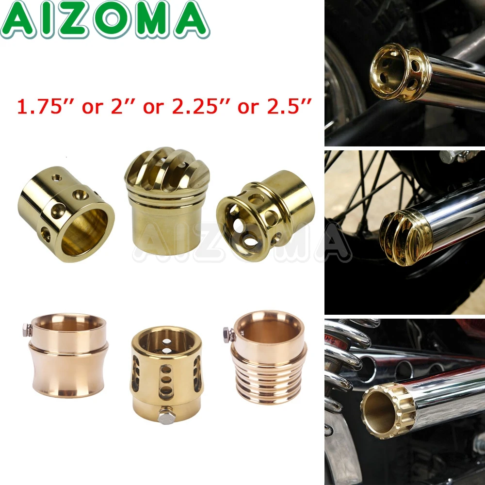 Retro Brass Muffler Pipe Exhaust Tip Cover For Harley Chopper Bobber Cafe Racer Custom Vintage Motorcycle Exhaust End Tube Parts