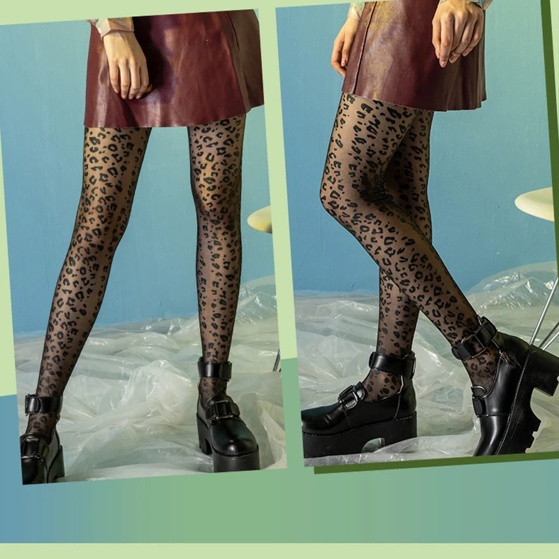 Summer Ultra-Thin Leopard Print Black Tights Personalized Fashion Women\'s Nylon Pantyhose Hottie Sexy Wild Hosiery