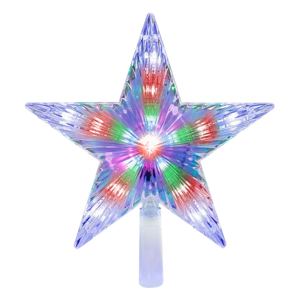 Battery Operated Christmas Star Tree Topper LED Pentagram Starlight Treetop Christmas Decoration Ornament Flashing Holiday Light