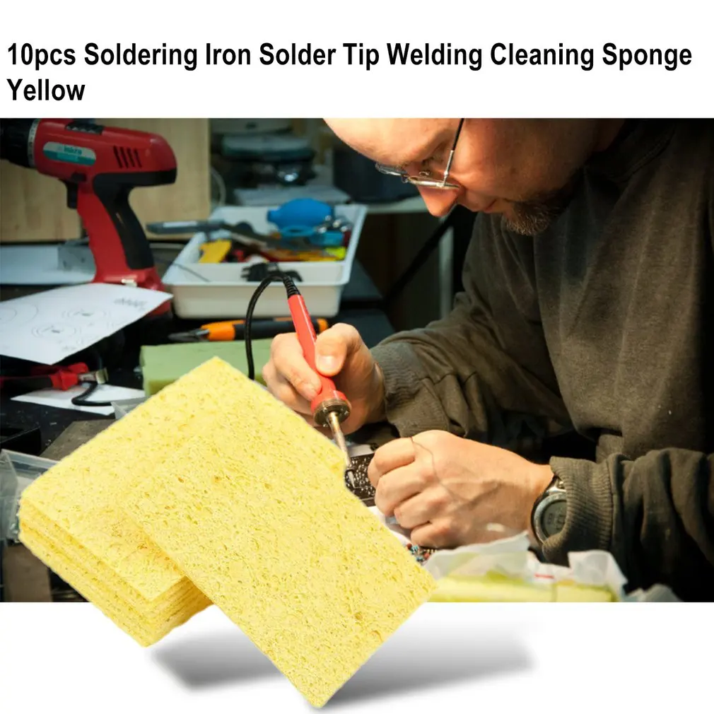 10 pçs/saco qualidade de alta temperatura resistente heatstable solda limpeza esponja amarela almofadas limpeza ferro solda