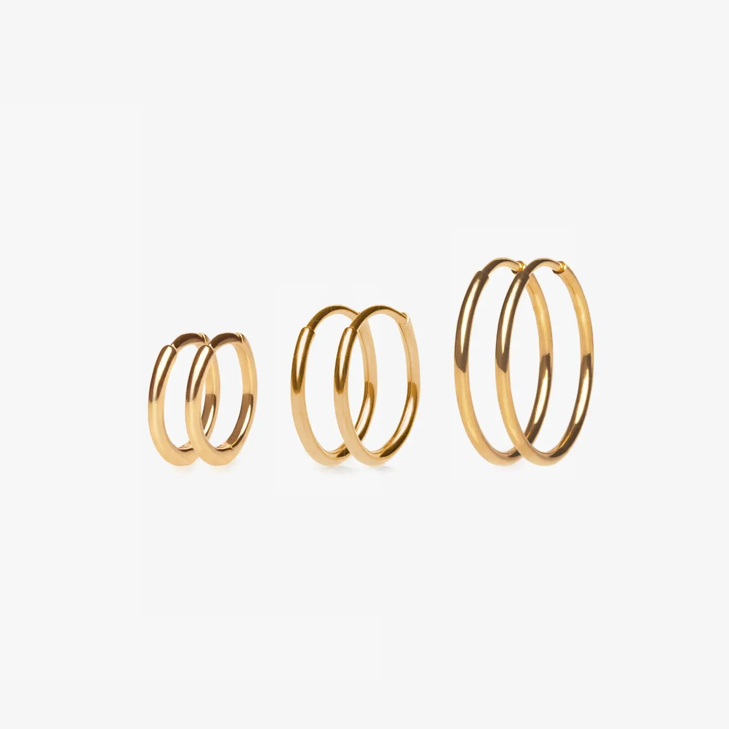 E.B.belle New Minimalism Stainless Steel Woman Jewelry 14k Gold Plated Small Medium Large Size Loop Hoop Earrings for Women