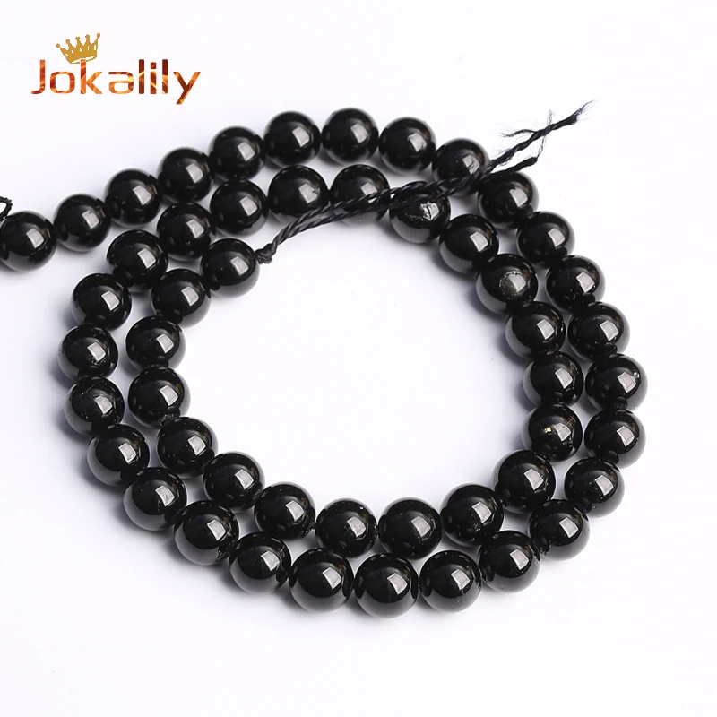 Natural Black Tourmaline Beads Hight Quality Stone Round Loose Beads For Jewelry Making DIY Bracelets Necklace 4 6 8 10 12mm 15