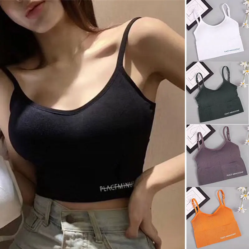 Camisetas sin mangas para Mujer y niña, Ropa con espalda grande en forma De U, sin costuras, sin anillo De acero, 2020