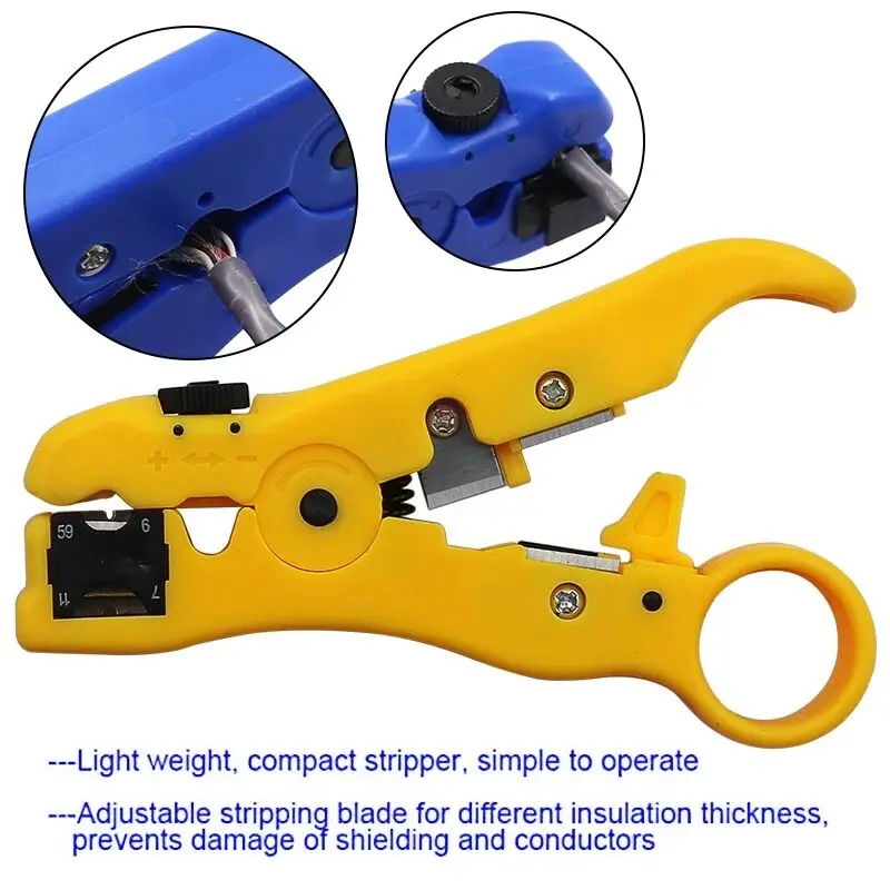 Automatic Cable Wire Stripper Electric Stripping Tools for UTP STP RG59 RG6 RG7 RG11 Multi-functional Cutter Striper