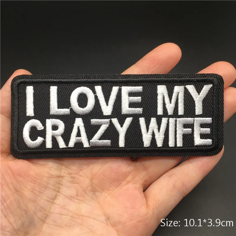 I LOVE...Size: 10.1x3.9cm Clothes Badge Iron On Patch for Clothing Sticker Black White Written Words Diy Sewing Stripes Applique