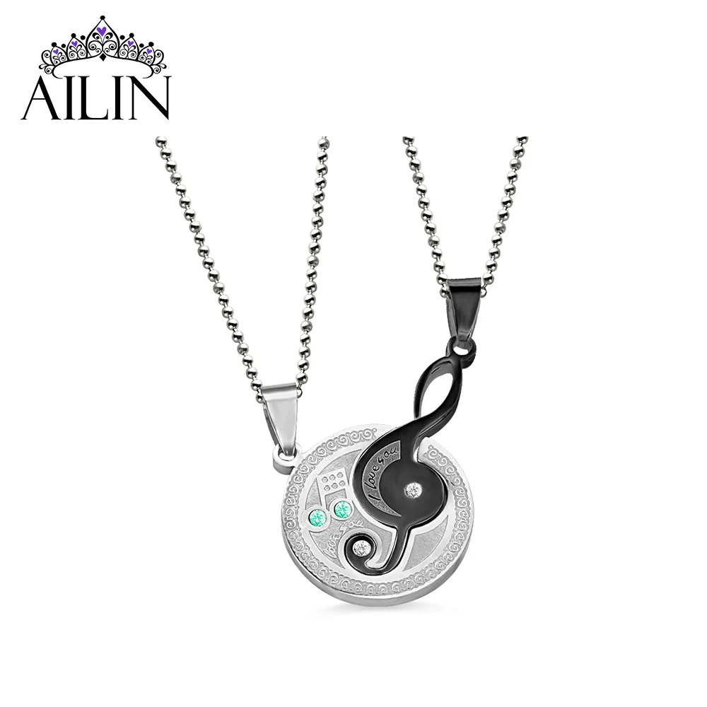 

AILIN Dropshipping Personalized Stainless Steel Couple’s Musical Note Necklace Birthstone Colors Choker Gifts for Woman Friends