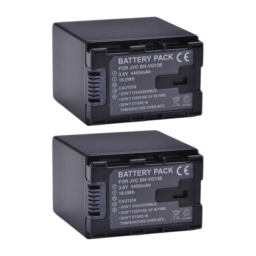 4450mAh BN-VG138 Battery/Charger for JVC Everio GZ-E10,GZ-E100,GZ-E200,GZ-E300,GZ-E505,GZ-EX210,GZ-EX215,BN-VG114,BN-VG121