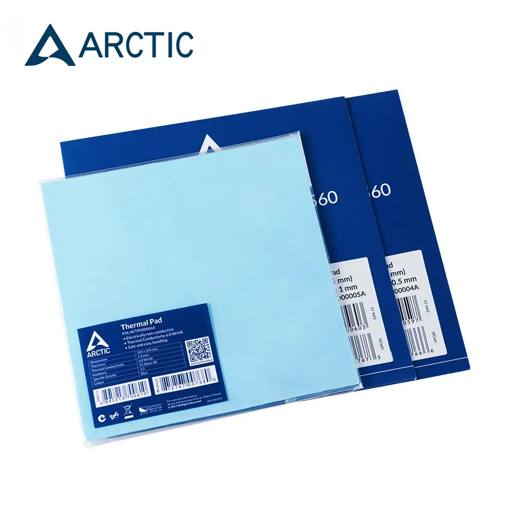 ARCTIC Thermal Pad 6.0 W/mK Conductivity 0.5mm 1.0mm 1.5mm Thermal Mat 145*145MM Thermally Conductive Adhesive