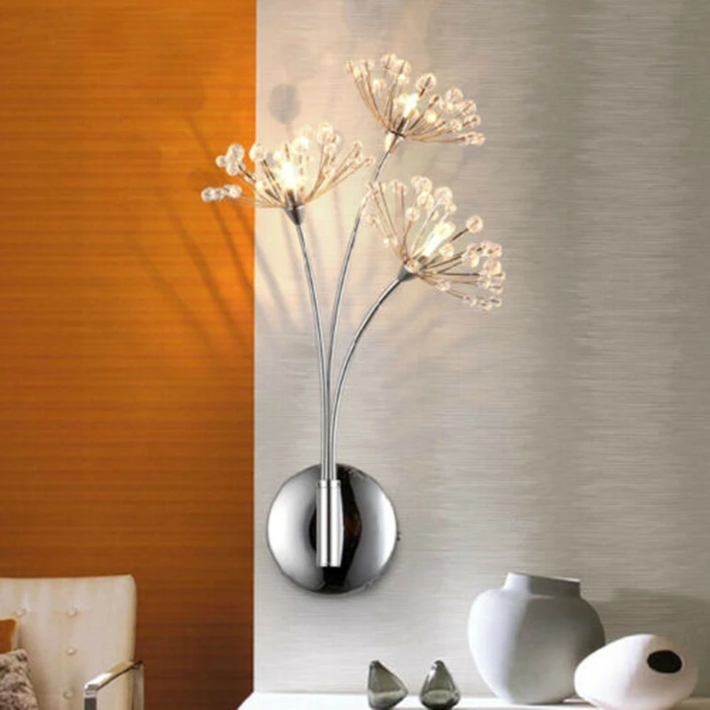 

New Modern Dandelion LED K9 Crystal wall lamp Sconce For Children's Room cafe Porch Bedroom Lighting Decoration