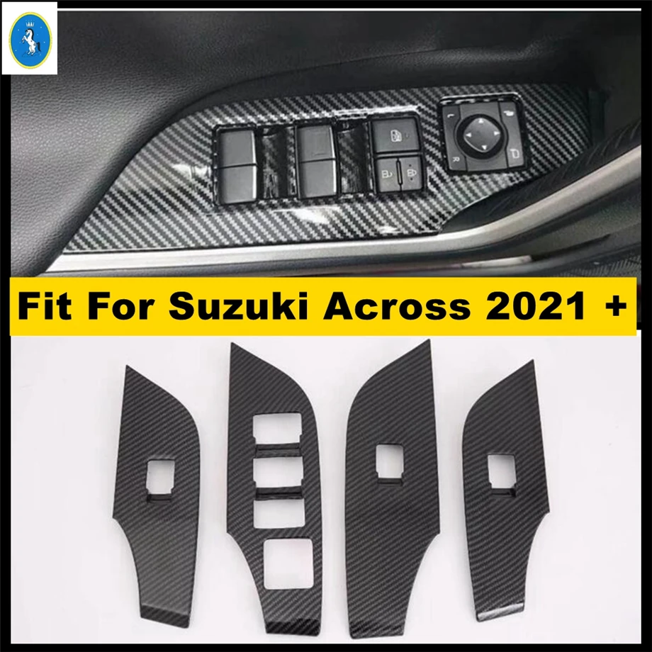 

Auto Accessories Door Handle Holder Window Lift Button Switch Protector Panel Cover Trim Carbon Fiber ABS For Suzuki Across 2021