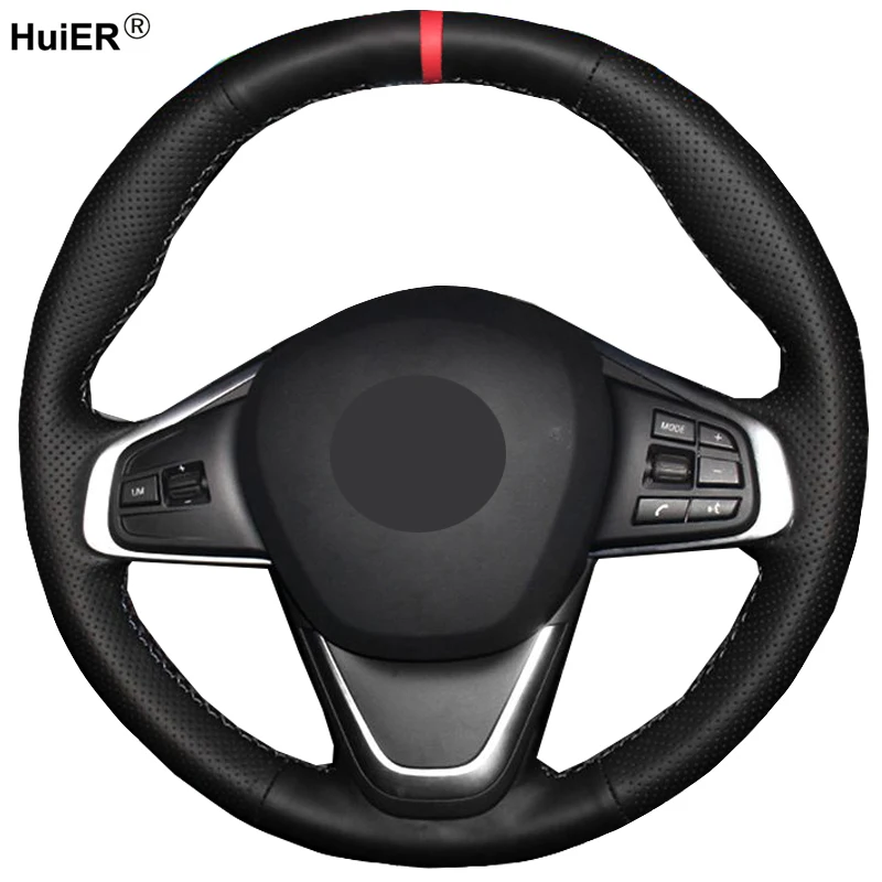 HuiER Hand Sewing Car Steering Wheel Cover For BMW F45 F46 X1 F48 2015-2019 X2 F39 2018-2019 Funda Volante Car Accessories