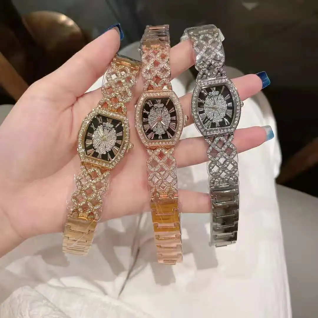 Top Brand Luxury Women Watches With Rhinestone Fashion Quartz Watch Women Gold Hollow Wristwatches Bracelet Relogio Feminino