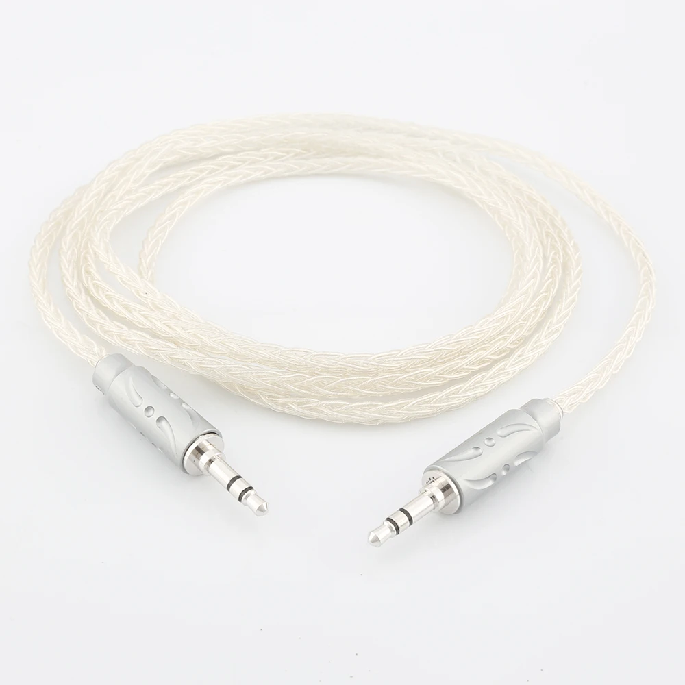 Viborg 100% Pure Silver 3.5MM To 3.5MM AUX Earphone Cable Top Graded Audio Upgrade Headphone Mobilephone Wire