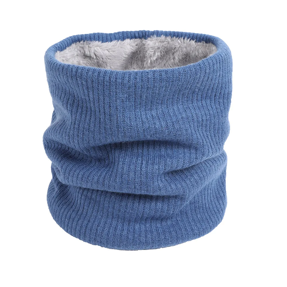 Unisex Winter Warm Knitted Ring Solid Fleece Scarf Men Women Fashion Thin Thick Stripe Elastic Neck Collar Scarf