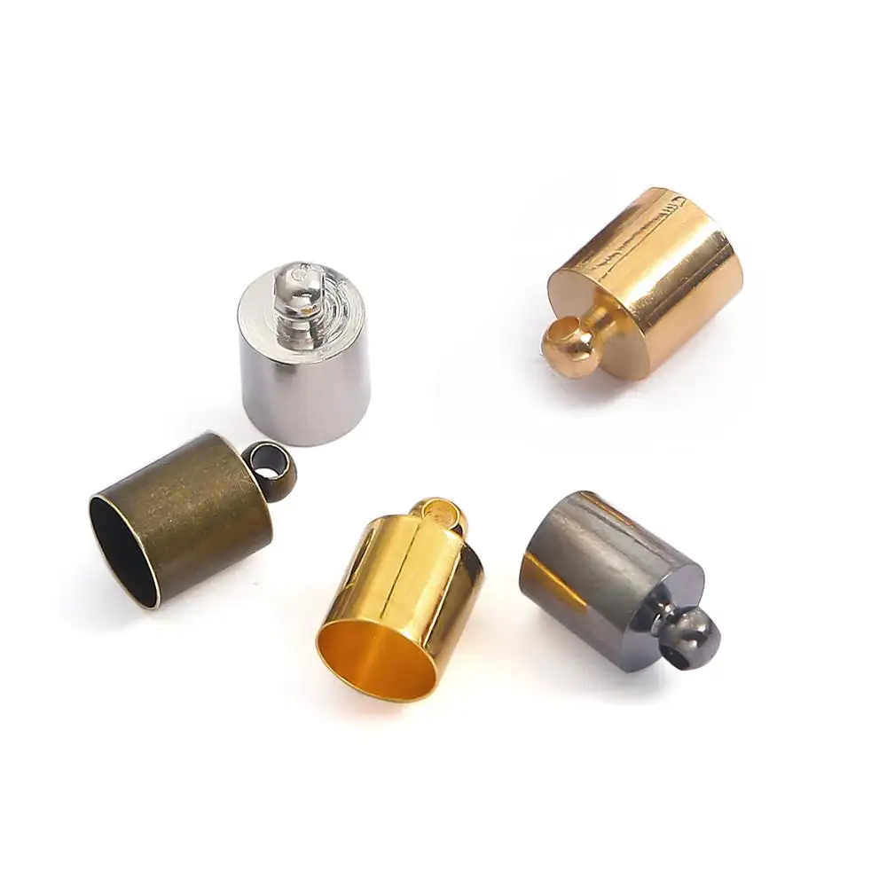 50 sztuk/partia Tassel skórzany przewód koniec Crimp czapka koraliki czapki koniec końcówki krój złącza dla DIY naszyjnik biżuteria dokonywanie ustalenia — zdjęcie 6