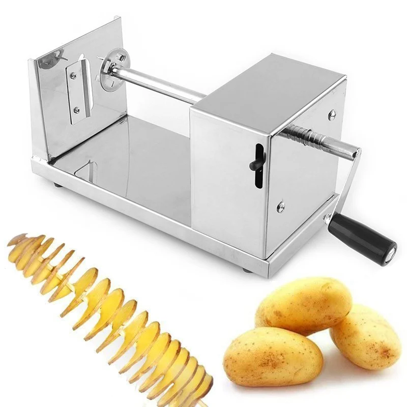 Manual Spiral Tornado Potato Cutter Home Vegetable Fruit Chips Slicer Cutting Machine Stainless Steel Potato Chopper Accessories