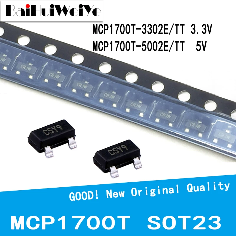 10Pcs/Lot MCP1700T-3302E/TT 3.3V MCP1700T-5002E/TT 5V MCP1700T-3302E MCP1700T-5002E MCP1700T SOT23 SOT-23 SMD