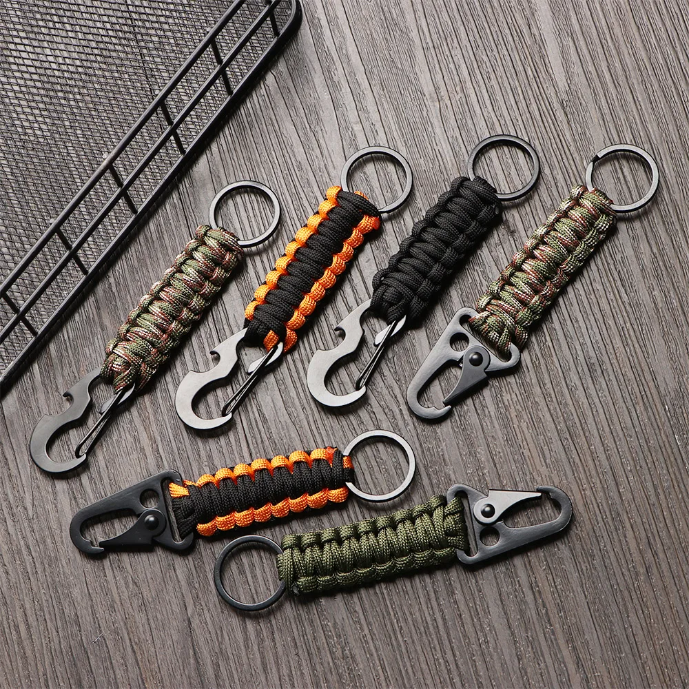 Paracord Cord Rope Emergency Knot Outdoor Keychain  Bottle Opener Camping Carabiner EDC Tool SurvivalKit Key Chain Ring