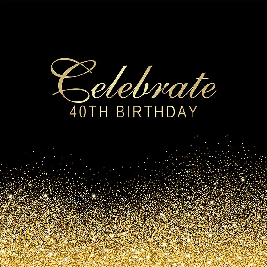 

10x10FT Celebrate Party Happy Birthday 40th Gold Sequins Glitter Custom Photo Backdrops Studio Backgrounds Vinyl 300cm x 300cm