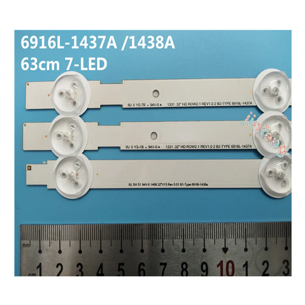 

for LG backlight KIT 6916L-1438A B1 6916L-1437A B2 32LN5400 32LN577S 1set=3PCS (1PCS=7LED)