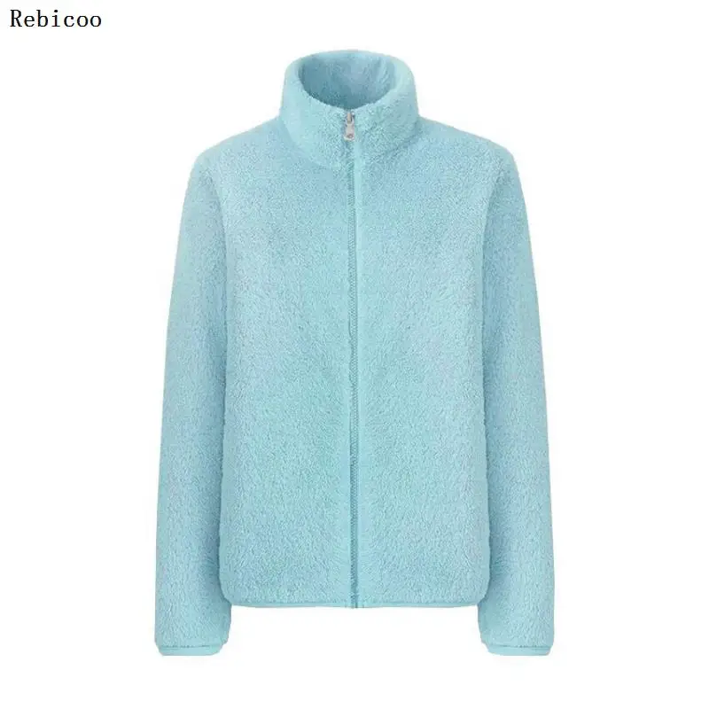 

Women Fluffy Fleece Sweatshirt Pullover Winter Casual Turtleneck Zipper Female Hoodies Loose Warm Soft Solid Women Tops Jumper