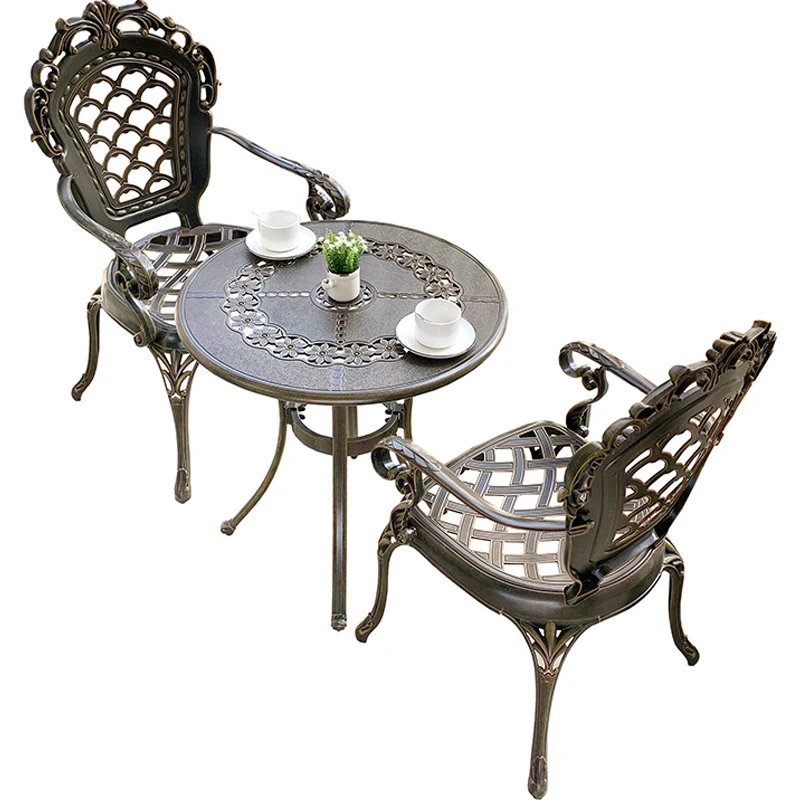 Table et chaise de balcon en aluminium de style européen, ensemble table basse et chaise, extérieur, loisirs de jardin, 3 pièces