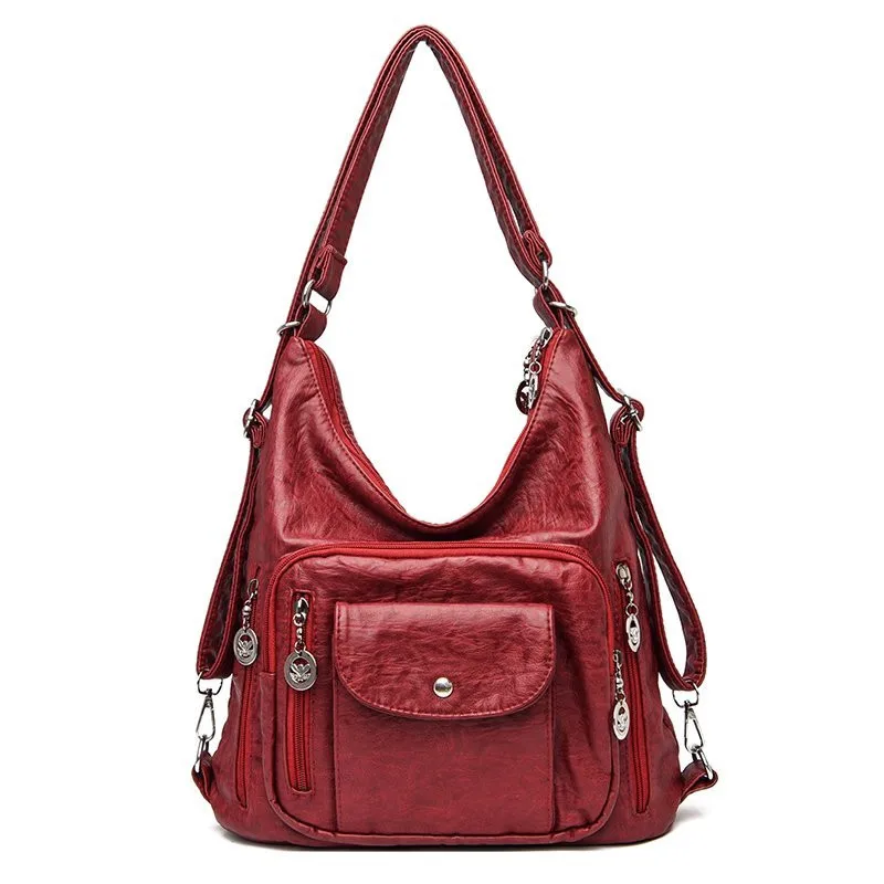 Vintage Frauen Umhängetasche Mode Pu Leder Umhängetasche Designer Geldbörse große Kapazität Handtasche Reisetasche Sack à main – Detail 14