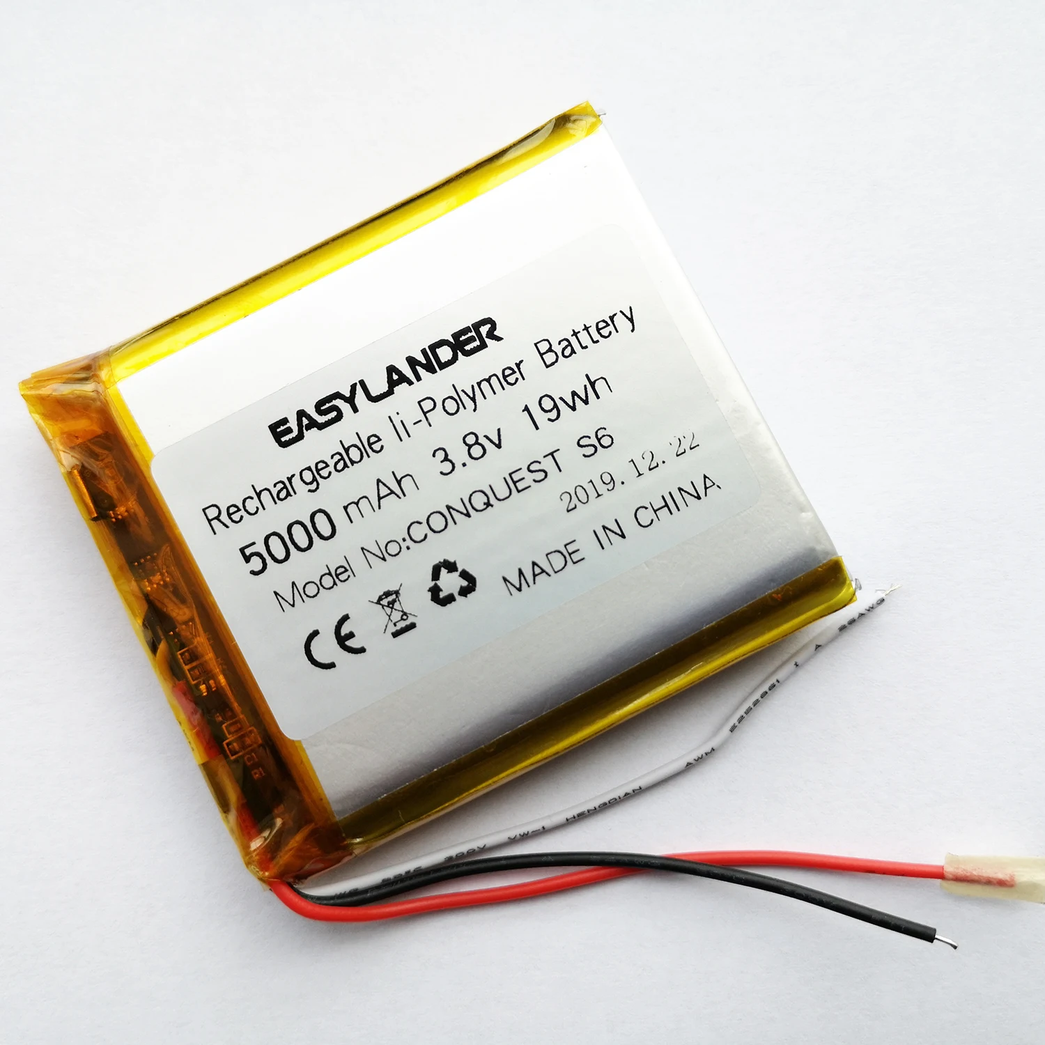 

3-Wire 3.8V 5000mAh Rechargeable li Polymer Li-ion Battery For conquer CONQUEST S6 mobile phone battery DVR DVD