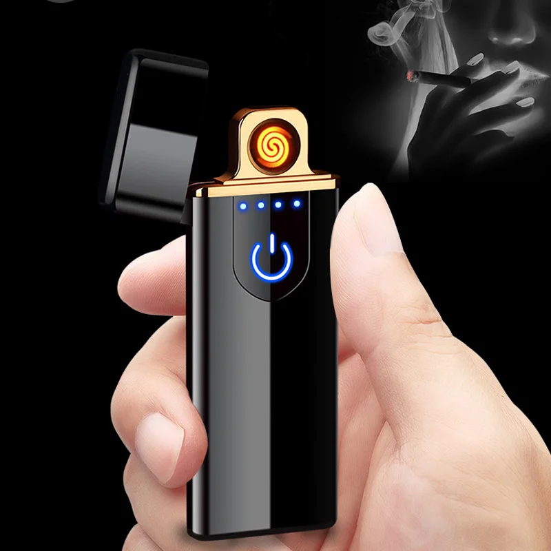 Windproof Metal USB Lighter charging Electric Wire Windproof Fire Rechargeable Flameless Lighter