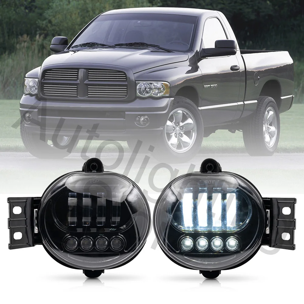 

2Pcs LED DRL Fog Light Lamps For Dodge RAM 1500 2500 3500 03-08 Durango 04-06 Front Driving Daytime Running Lamp Assembly