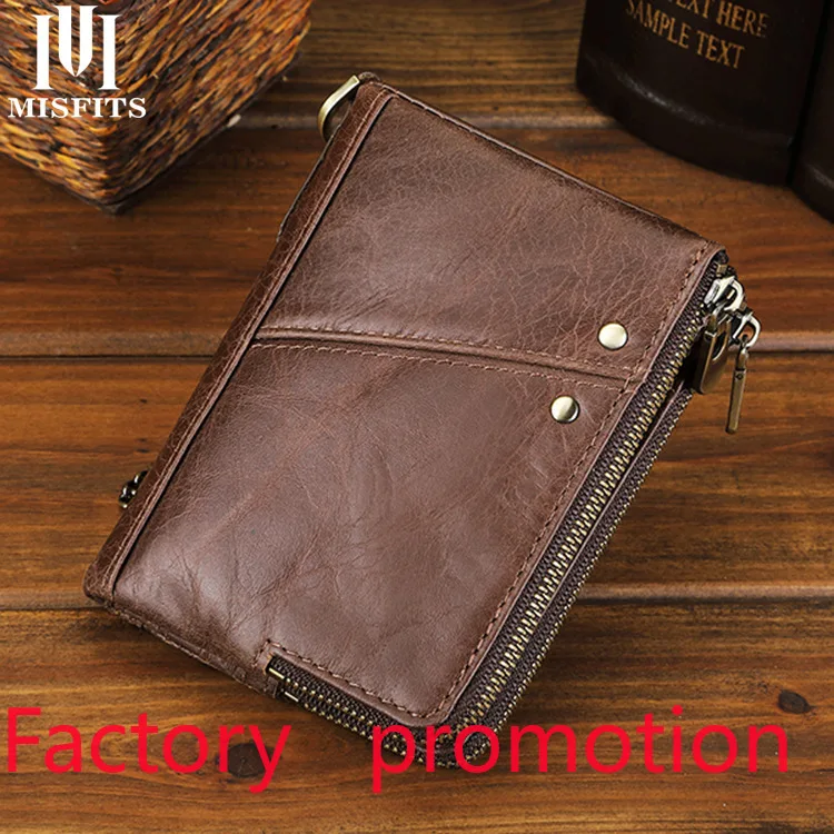 Manufacturers Supply Custom Leather Men's Short Wallet Multi-Card Casual Retro Full-Grain Leather Coin Purse