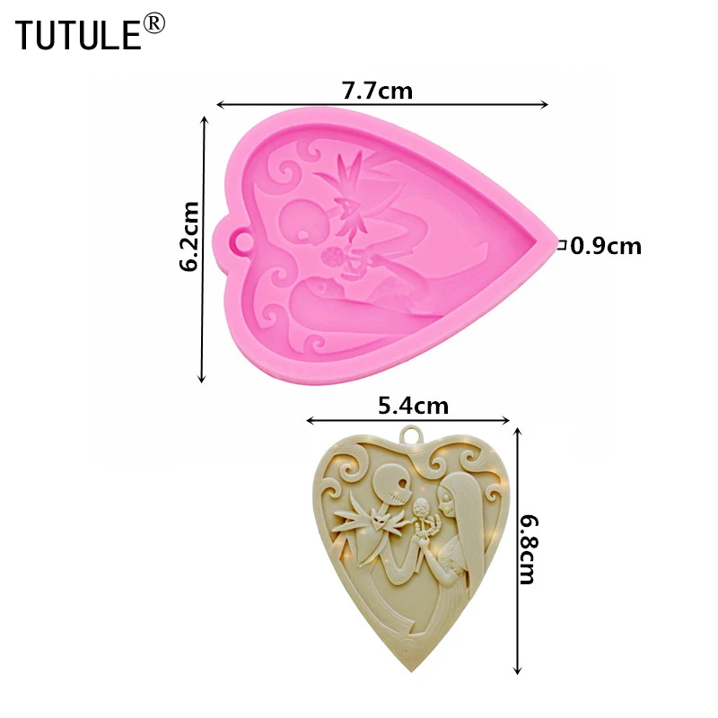 Halloween heart-shaped zombie skull jewelry necklace pendant silicone mold creative quirky minimalist aromatherapy pendant molds